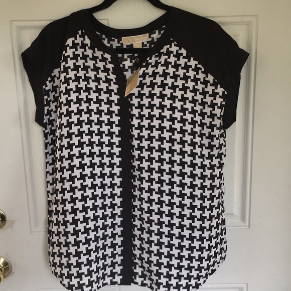 Business casual houndstooth Michael Kors blouse - Picture 1 of 4